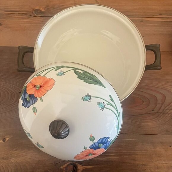Villeroy & Boch Asta Amapola Enamel Cookware Set Poppies 3 Piece Germany Vintage - Picture 5 of 11